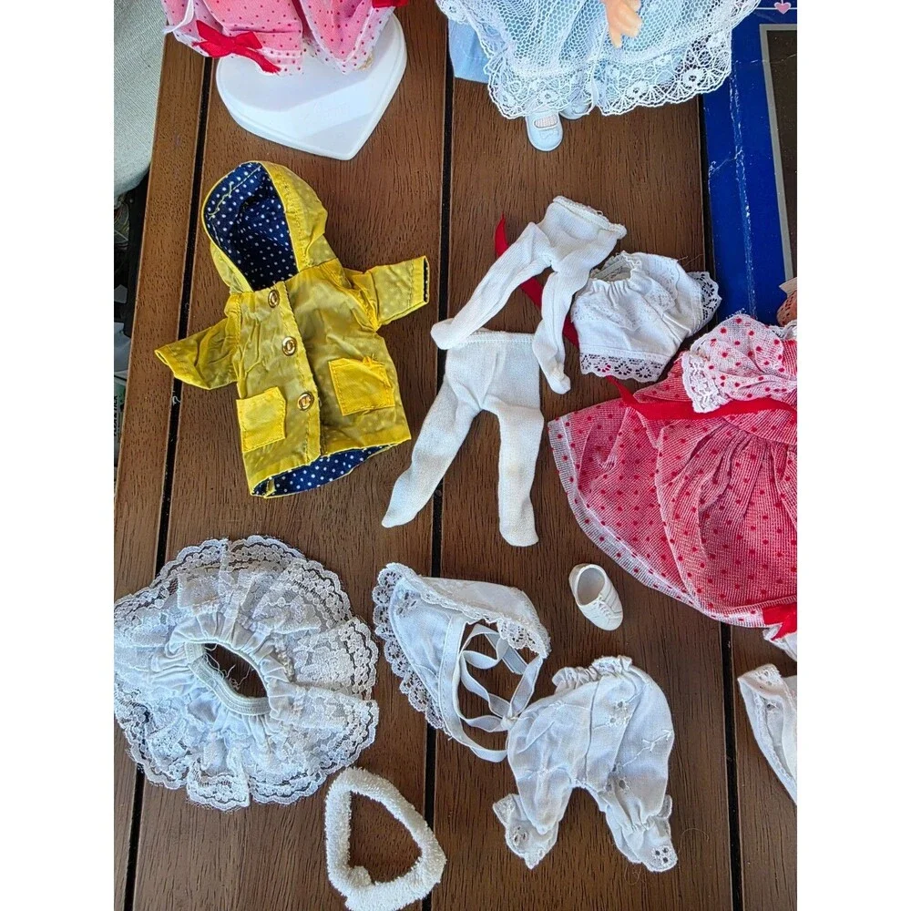 Vintage Ginny Vogue Dolls Lot and Wardrobe Outfit Sets OG box doll stand